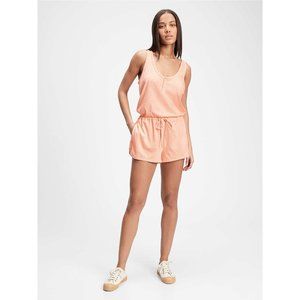 NWT! Peach Polkadot Romper GAP Jumper Shorts Drawstring Sleeveless L